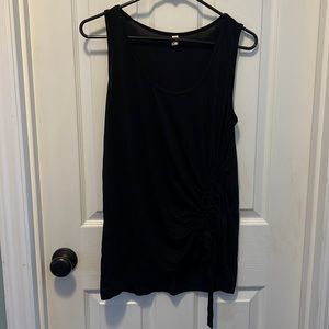 Wishlist size medium black knit tank with side rouching and tie
